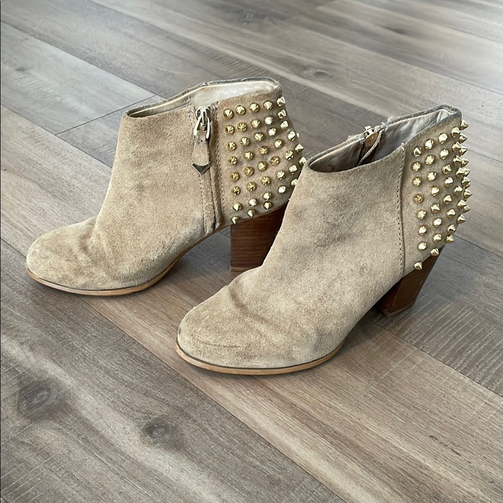 Studded Beige Ankle Boots
